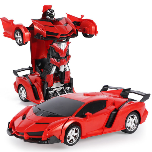 2 i 1 barn elektrisk RC bil transformerande robot leksak present för barn Röd