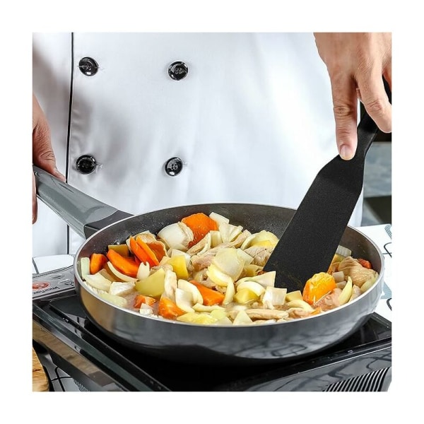 2 st Silikonspatel Omelettspatel Värmebeständig Pannkaksspatel Non-stick Spatel för Matlagning Äggburgare Pizza, Röd, Svart