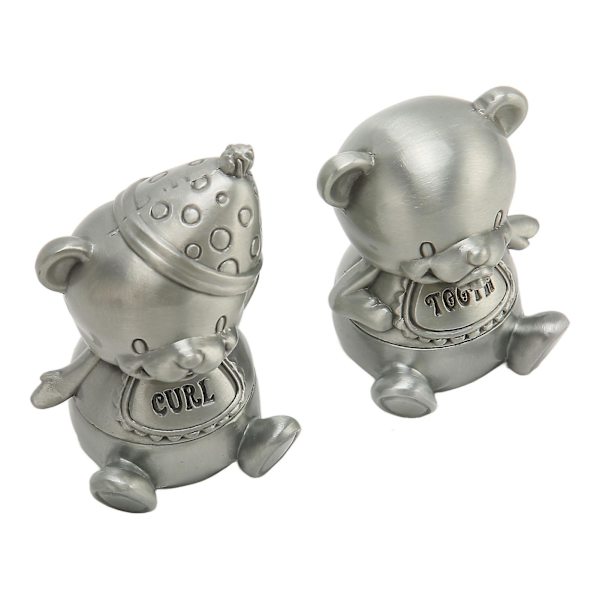 Baby Tænder Keepsake Box i Zinklegering - Bjørn Form - Udsøgt Udskæring - Souvenir Holder - Tandbeskytter til Børn og Småbørn