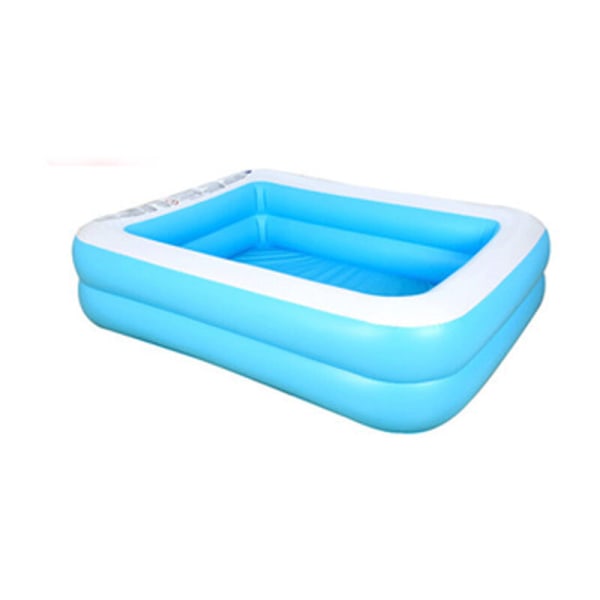 Blå plastbarnpool, rektangulär barnpool, uppblåsbar barnpool 128 cm.