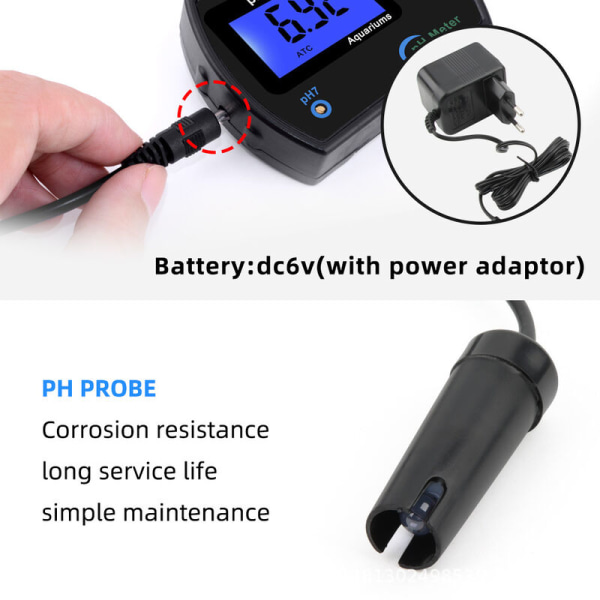 2-i-1 Digital pH-temperaturmätare Test Sensor Kit 014.0pH Mäter Automatisk Kalibrering
