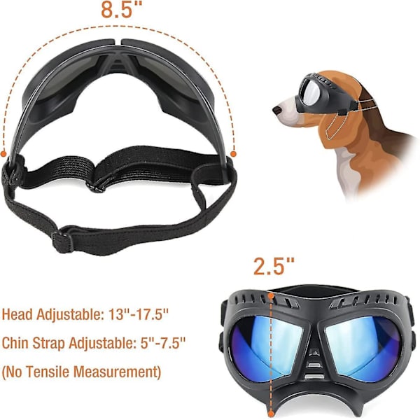 Hunde Goggles Øjenbeskyttelse Hunde Solbriller Anti-uv Goggles Vindtætte Hvalpegoggles Med Justerbar Fl