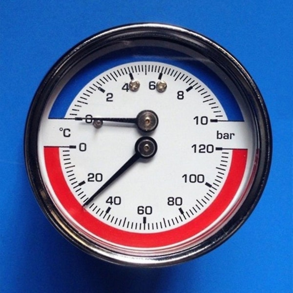 Termo-manometer Kedel Temperatur Trykmåler Måling 0-10 Bar 0-120