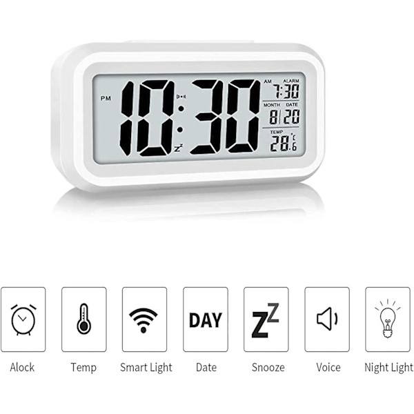 Uppgraderad digital väckarklocka, stor LCD-skärm sängklocka med temperatur