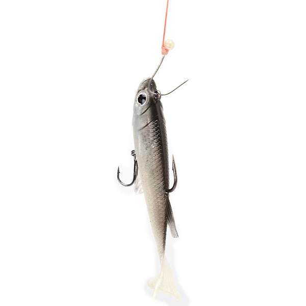 Livaktig grå myk fiskeagn lokke - 8,5 cm, 20 g med trippelkrok