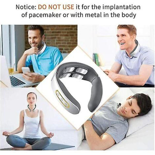 Smart nakkemassager, bærbar nakkemassager, elektrisk pulsmassager til nakken med varmefunktion