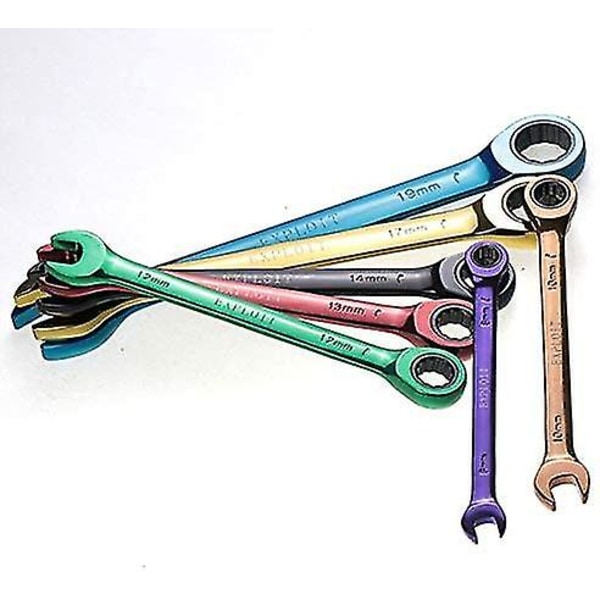 Nirvana Farge Ratchetnøkkel Dobbelt Bruk Multifunksjon Flyttbar Nøkkel Håndverktøysett 8-19mm (størrelse: 8mm)