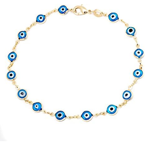 Aqua Gold Plated Evil Eye Anklet Bracelet