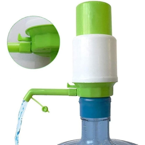 Håndpumpe for drikkevannsflaske, trykkpumpe 5-6 gallon for drikkevannsdispenser, grønn (1 stk)