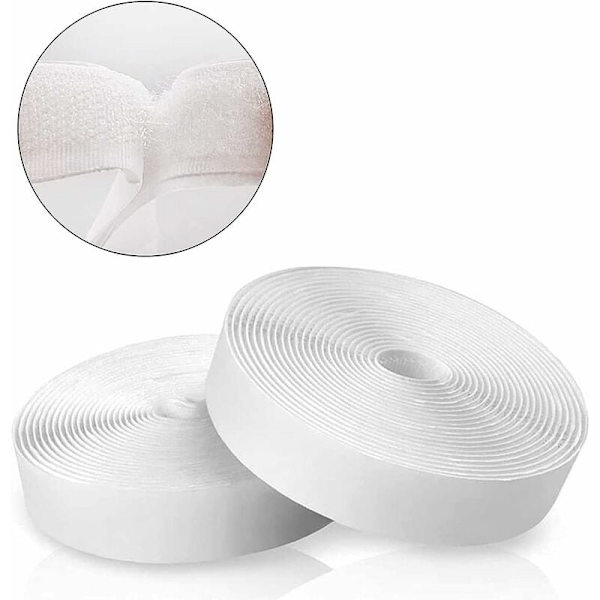 6m självhäftande kardborreband självhäftande kardborreband superstark dubbelhäftande tejp för hem kök kontor (20mm bred vit) - MODOU