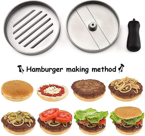 Burgerpress + 100 vaxskivor. Hamburgerformset med non-stick-beläggning. Special