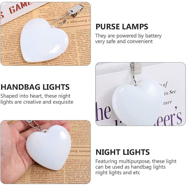 Punge lys sensor håndtaske LED lys hjerteform pung lys (1 stk, hvid)