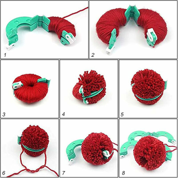 Pieces Fluff Ball Pom Pom Maker, Pom Pom Maker Kit, Fluff Ball Weaver, för hantverk, hängen, dekoration, presenter, rosa, blå, gul, grön longziming