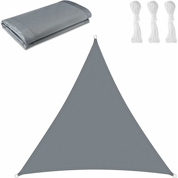 Grå Parasol 2m x 2m x 2m Triangel Solskydd Utomhus 420D Polyester Trädgårdsskärm Vattentät Skugga Skydd Balkong Solskydd