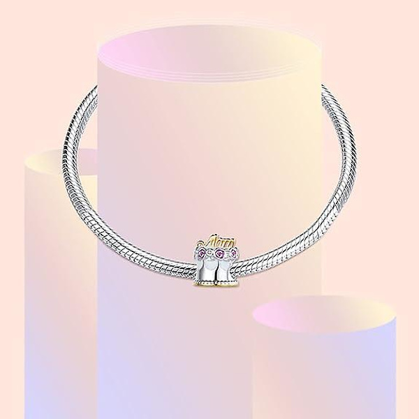 cakeOpening 45mm Kvinna 925 Silver Pärlor för Hängande Halsband till Mors Dag Födelsedagspresent