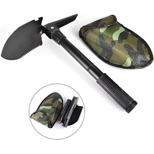 Flerfunktionel Camping Spade, 41cm, Sort