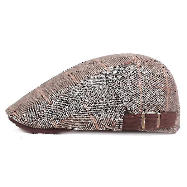 -beret Höst Vinter Herringbone Platt Kep Ullhatt Herr Kvinnor