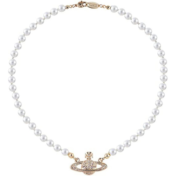 Perle Krystall Saturn Planet Halskjede Armbånd, Minimalistisk Stilig Choker Smykker Gaver