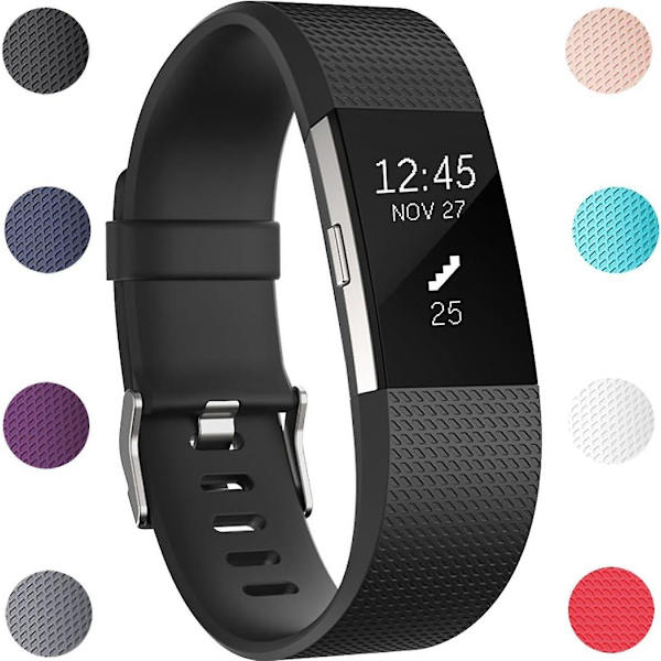 Justerbare sportsarmbånd kompatibel med Fitbit Charge 2, stor brug i 6,7\"-8,1\" håndled, klassisk sort