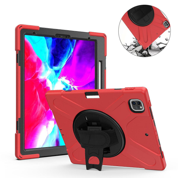 Case 12,9 tuuman Ipad Pro, jossa käsihihna, säädettävä jalusta, kameran suojaus