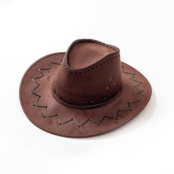 Unisex Cowboy Hatte Country Bar Style West Western Bred Brim Solbeskyttelse Hat（Kaffe）