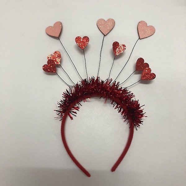 Rødt Sequin Hjerte Hodebånd Glitter Tinsel Hodeplagg Valentinsdag Hodeplagg