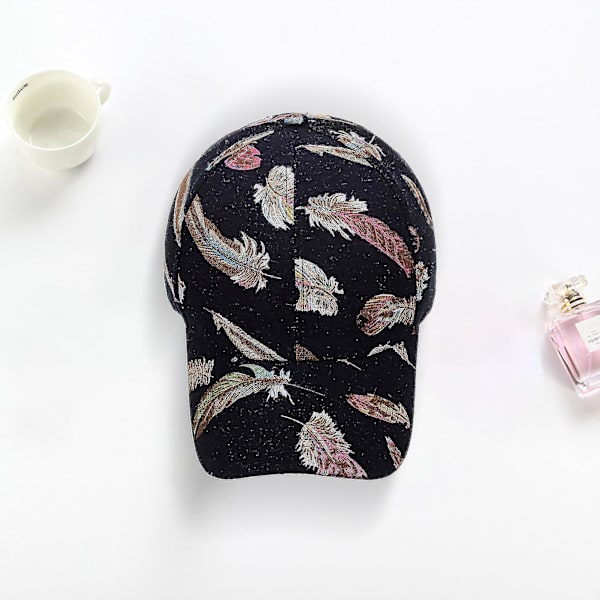 Baseball kasket Casual folde bred skygge Anti-fade justerbar solbeskyttelse åndbar mode fjer print udendørs hat til shopping