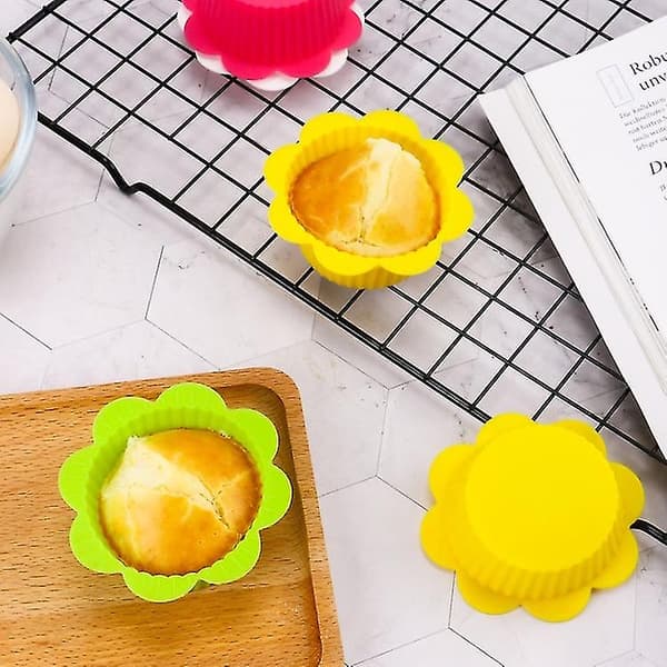 20 stk. DIY-bakemal Macaron blonderform Silikonkakekopp Pudding Egg Tart Muffin Cup Mold, Farger sendt tilfeldig