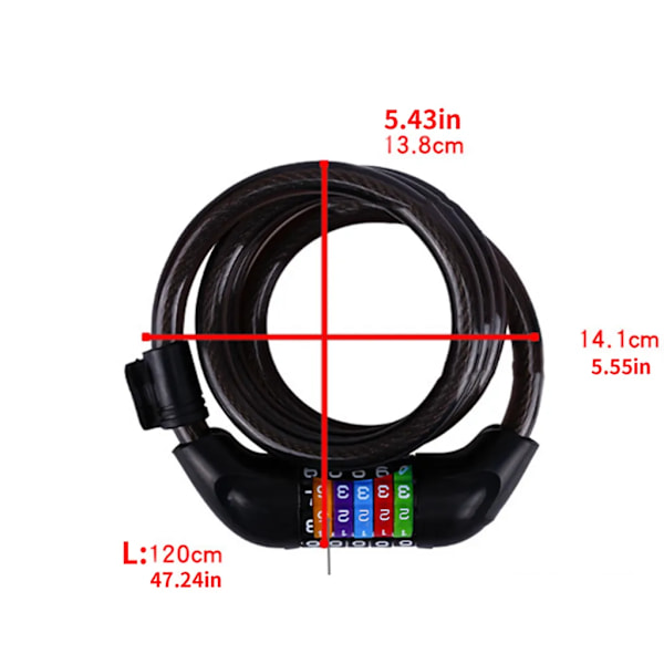 Cykellås cykellås kombinationslås vajerlås med 4-siffrig nummerkod (blå)
