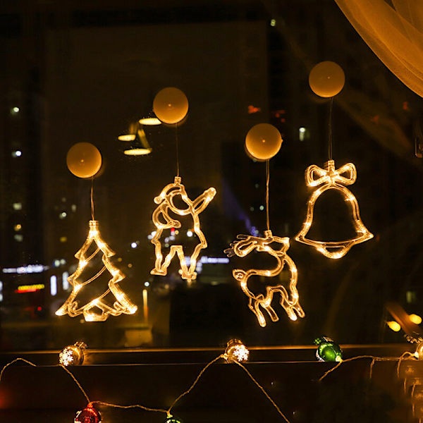 LED juldekoration lampor tomte snögubbe fönster sugkopp lampor julgran semester dekoration lampor 1 st
