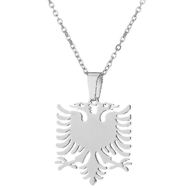 Albanian Eagle Necklace, Statement Clavicle Chain Necklace Pendant, Silver