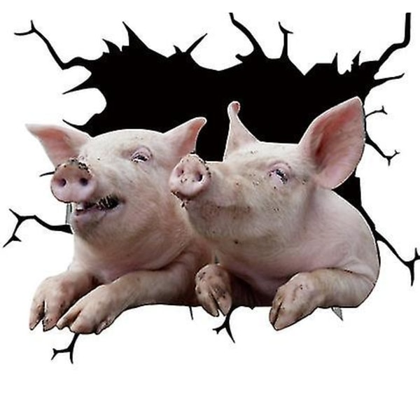 Morsom gris med sprukket bil-klistremerke Bilvindu Meme Storfe-dekal 12 X 12" Pvc-bilklistremerke（Pig 07）