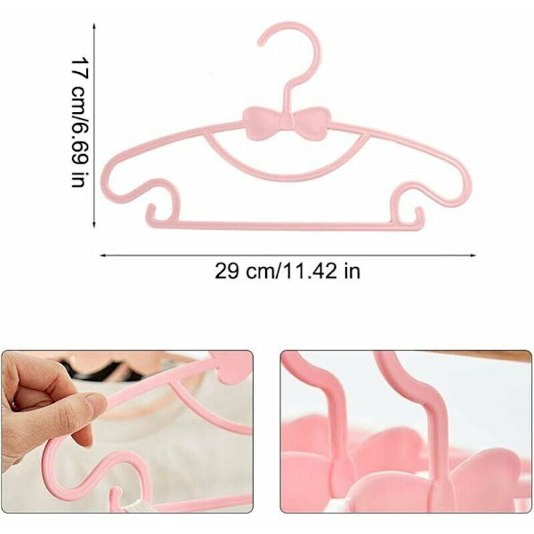 Barnkläder Hängare, Plast Barnkläder Hängare, Halkfria Babykläder Hängare, Babykläder Hängare Set för Garderob Kläder (Rosa, 20 st)