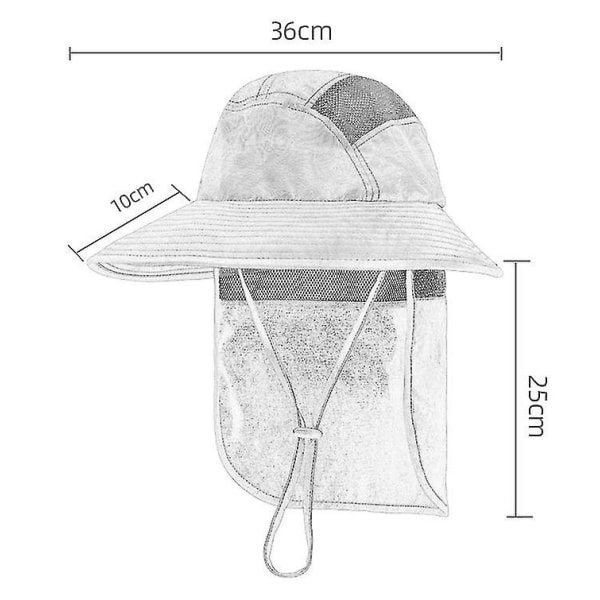 Herrar Upf 50+ Solskyddshatt Bred Brätte Fiskehatt Med Nackskydd（Ljusgrå）