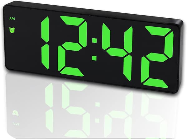 Digital väckarklocka för sovrum. Spegel LED elektroniska klockor. Justerbar