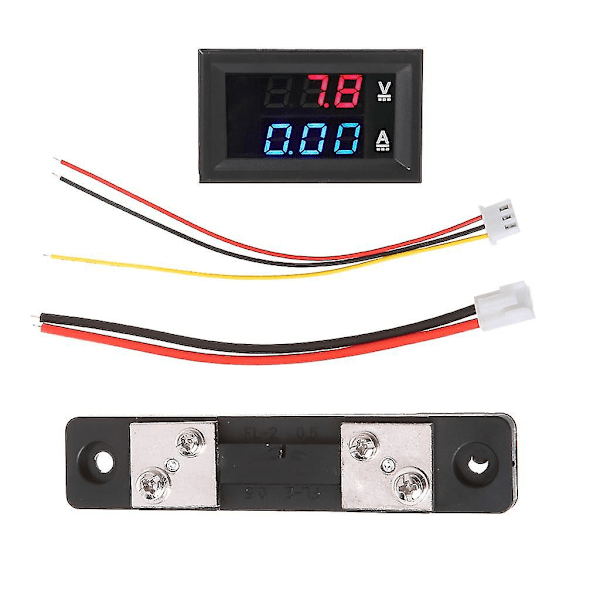 For Dc 0-100v 50a Led Digital Dual Display Voltage Current Tester Med Strømsensor (Rød og Blå)
