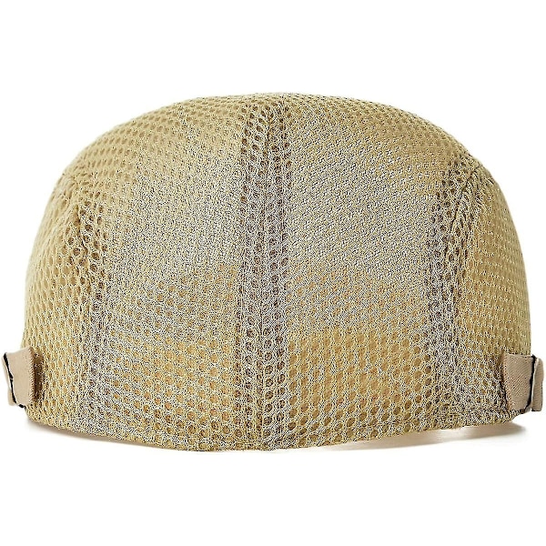 Herre pustende mesh sommerhatt justerbar avisgutt beret Ivy Cap Flat Cap（Khaki）