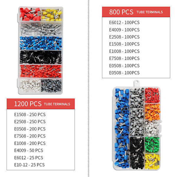 Krimpverktygssats 0,25-10 mm²/AWG23-7 Självjusterande spärrtrådskrimpverktyg med 1200 crimpterminaler och hylsor
