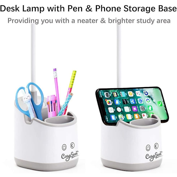 Skrivebordslampe for barn 3 lysmoduser USB oppladbar 1800mAh Li-batteri leselampe med nattlys