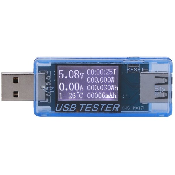 USB Digital Tester Spänning Strömmätare Voltmeter 8-i-1-detektor 0-5A 0-150W 4-30V Blå