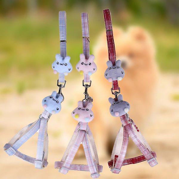 Halsband för hund, andningsbart, justerbart, nylon, valp, husdjur, promenadkoppel, sele, väst för daglig användning (S, ljusrosa)