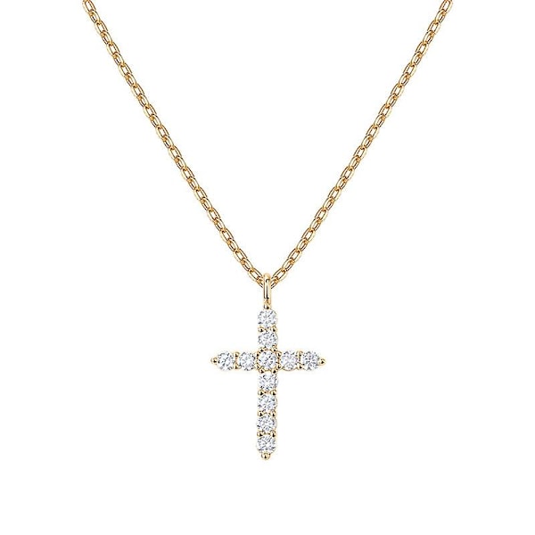 14k gold plated women's cross necklace | cross pendant | women's gold necklace