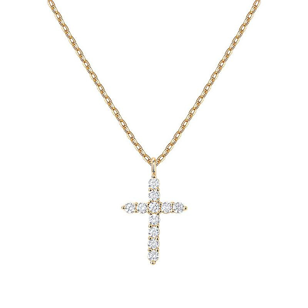 14k guldpläterat damhalsband med kors | korshänge | damhalsband i guld