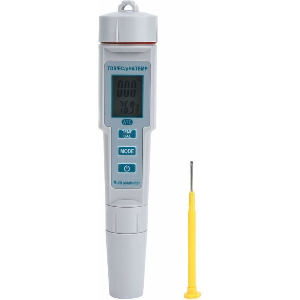 Digital PH-mätare, 4-i-1 EC-temperaturtest, vattenkvalitetstestare PH TDS för dricksvatten, pool, laboratorium, akvarium, ölbryggning