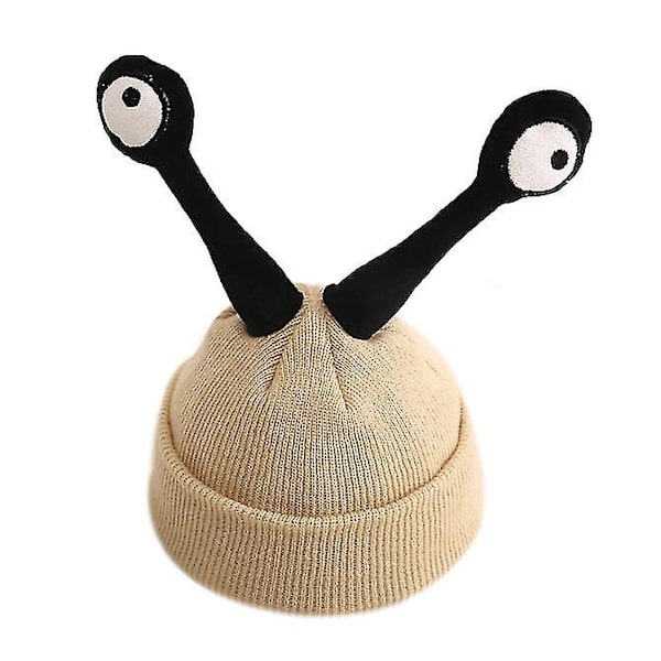 Barn Vuxen Vinter Cartoon Insekts Tentakler Stora Ögon Stickad Mössa（barn，beige）