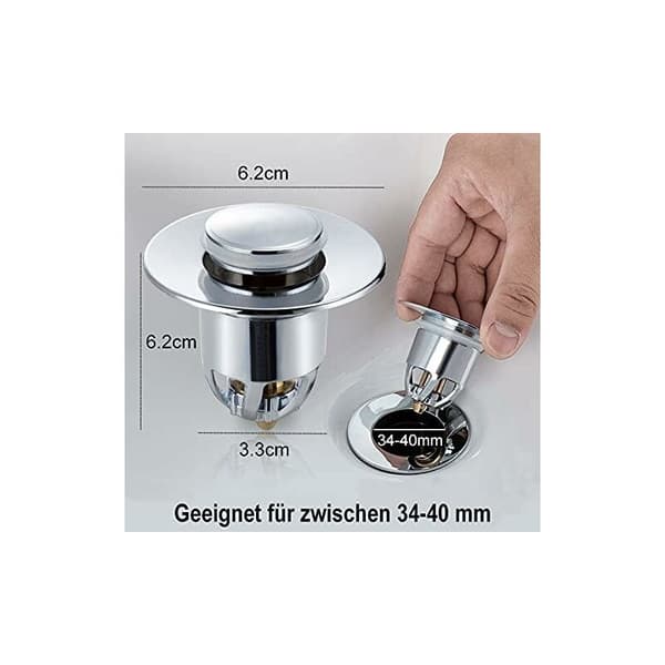 Diskpropp (2-pack) Avloppsrör Diskpropp Anti-Blocking Pop-Up Ventil med Anti-Clog Sil, Används för Diskho med 34-40mm Öppning.