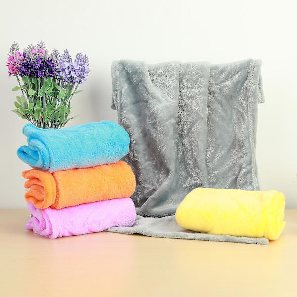 Coral Fleece Tæpper Super Bløde Shaggy Universelle Ensfarvede Fleece Tæpper Til Sofa Qinhai（50x70cm，Sort）