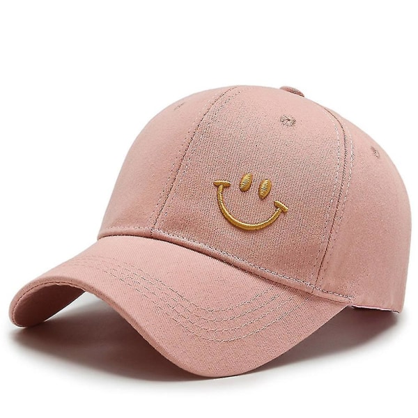 Guoguo Sød Smiley Ansigt Baseball Cap Trucker Hatte Justerbar Sommer Sport Sol Visir Åndbar Hat（Pink）