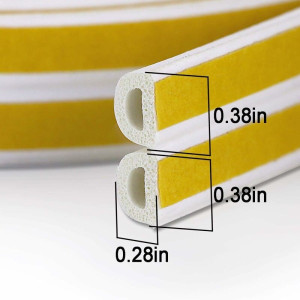 D-profil tätningslist, dörr- och fönsterlist med hög vidhäftning, ljudisolering och väderskydd 6 meter (vit) - MODOU