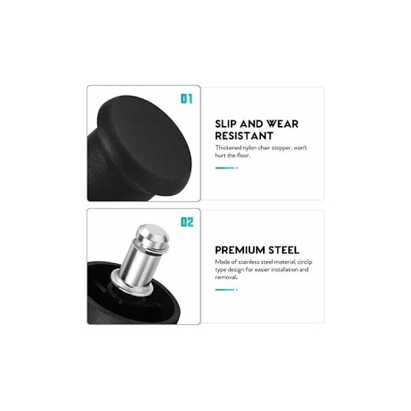 LMLY 5-pack filtglider, stolsglider, hjul, ersättningsmöbler för kontor och hem (svart)